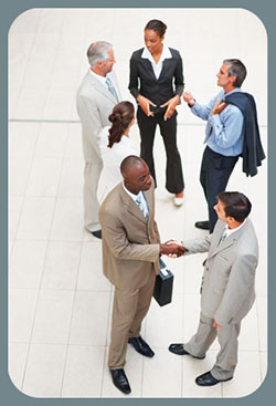 Above view of business people talking